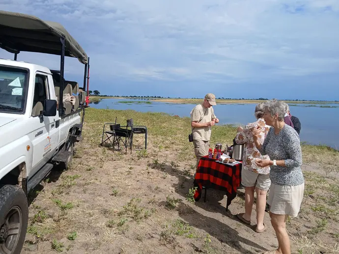 Traveller having snack during a day tri[